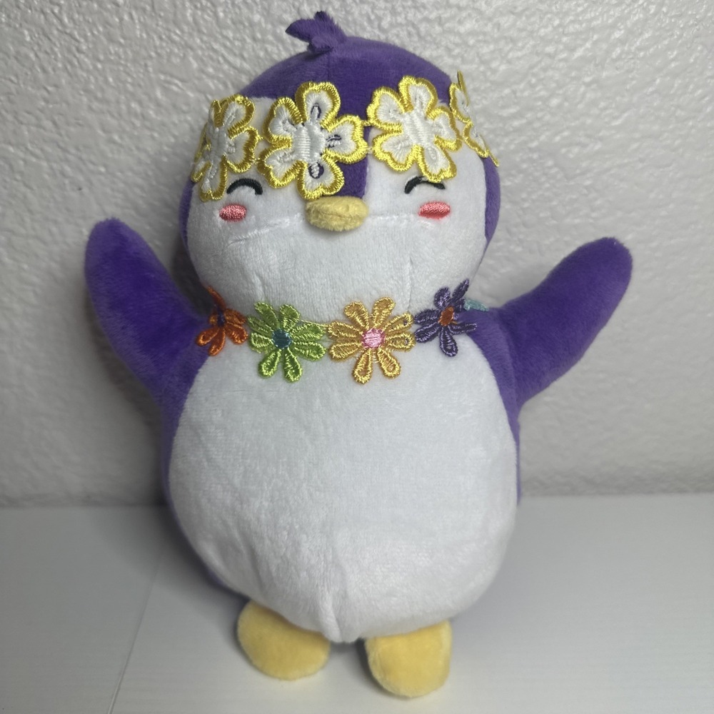 Pudgy Penguins Plush Purple With Flower Crown & Necklace 8"